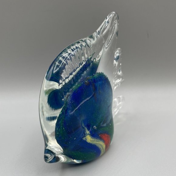 Tropical Angel Fish Paperweight Art Glass Hand Blown Murano Style 4" Tall - Picture 3 of 10